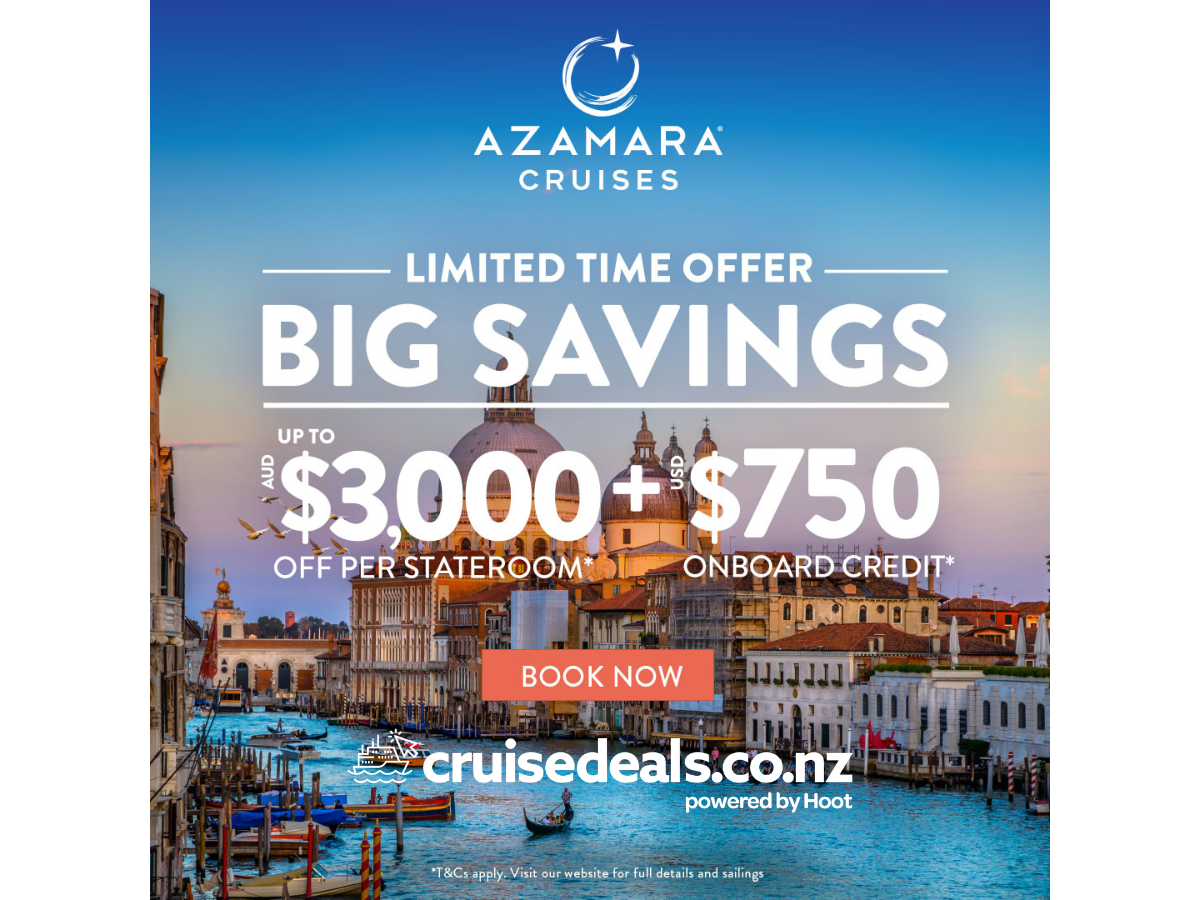 Azamara FLASH Sale! Up to AU$3,000 off + US$750 onboard credit