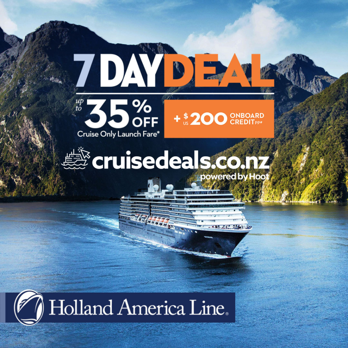 Up to 35% Off Holland America + up to US$450  Free Spending Money