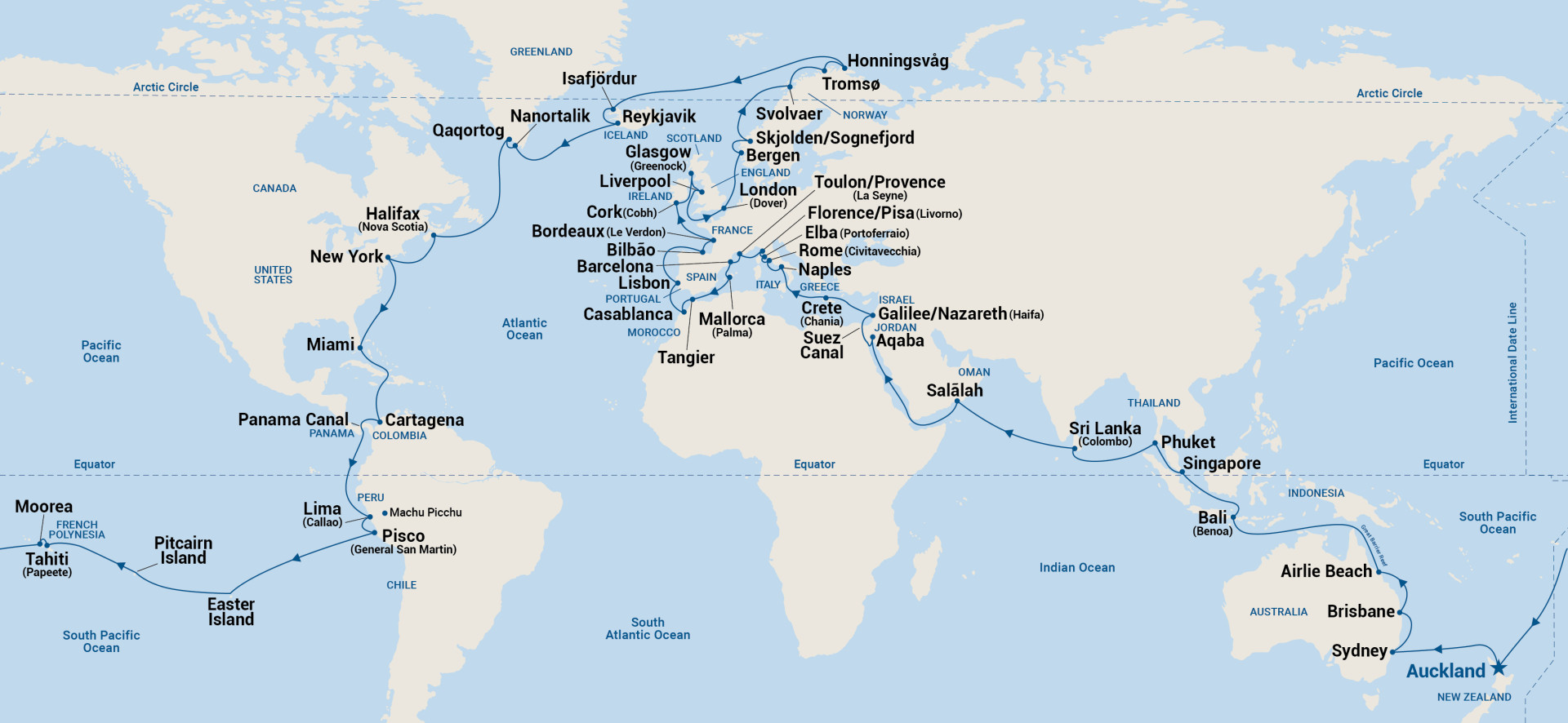 Crown Princess World Cruise 2026 roundtrip from Auckland with Exclusive