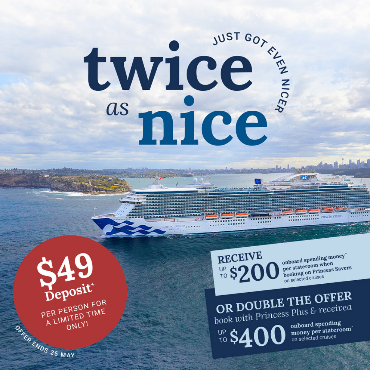 Princess Cruises $49 Deposits & Bonus Spending Money