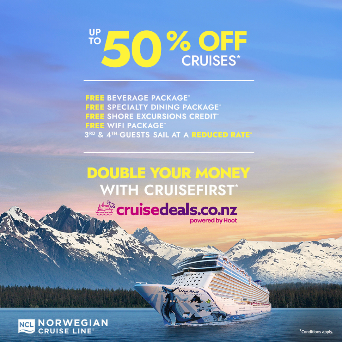 Save up to 50% Off Norwegian Cruise Lines 