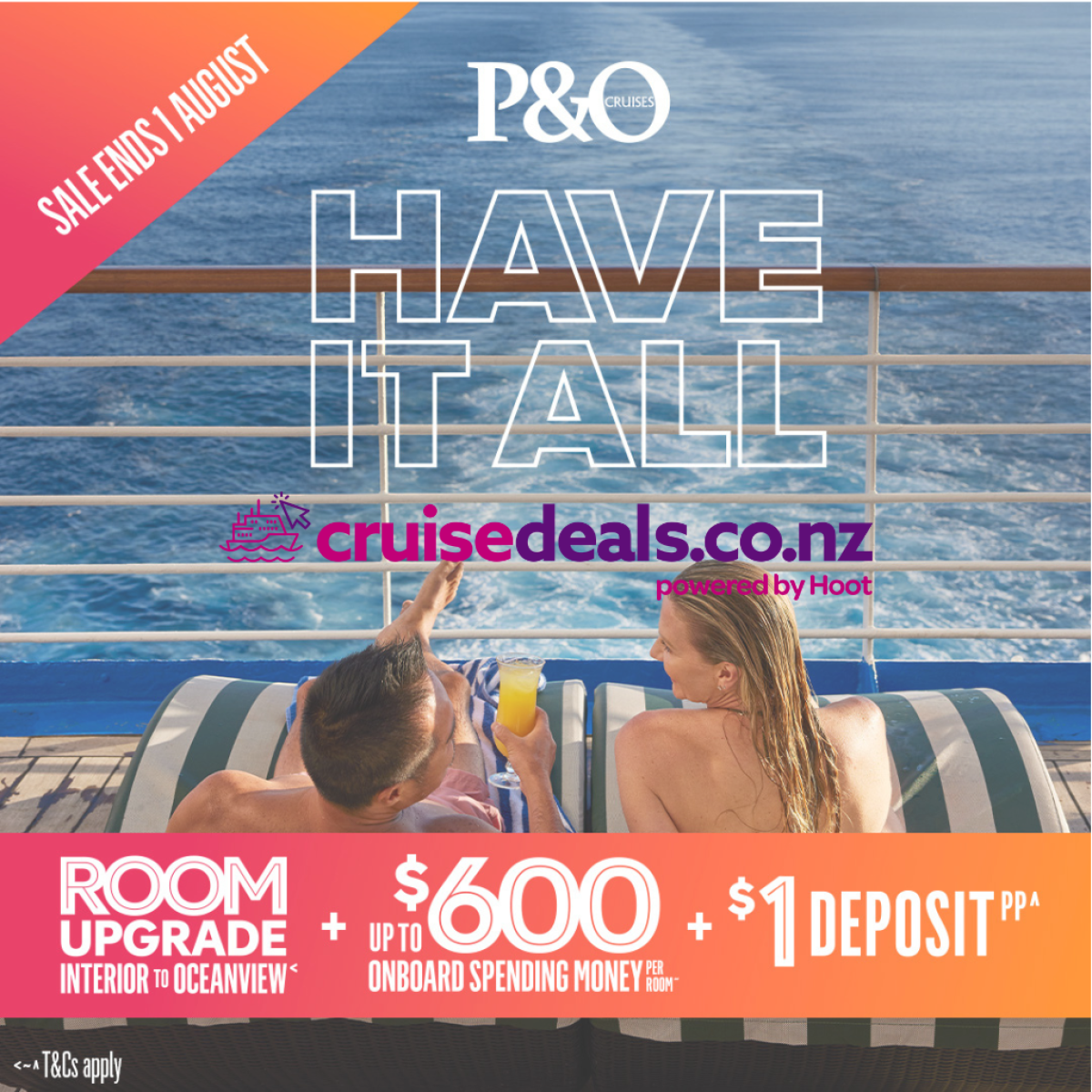 2024 P&O Cruises from Auckland - Free Upgrades Free Spending Money $1 Deposits 