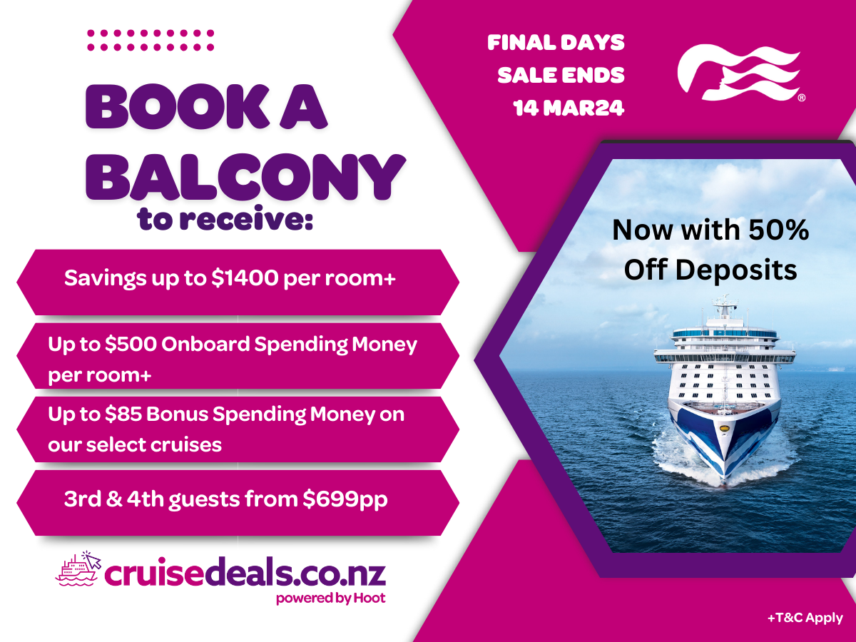 Princess Cruises Balcony Bonanza now with 50% Off Deposits 