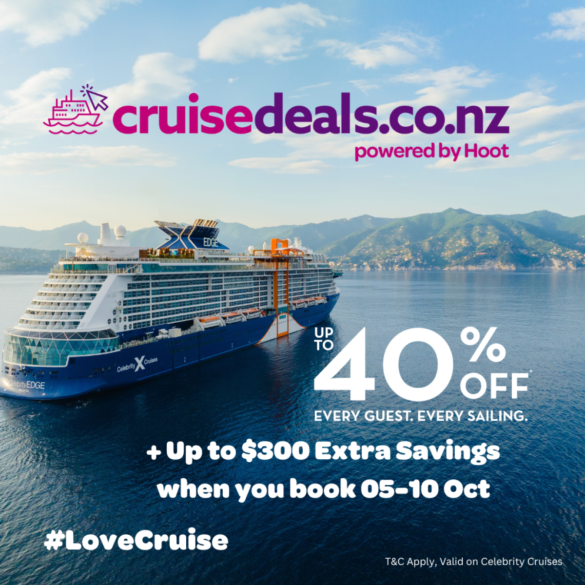 Save up to 40% Off Celebrity Cruises