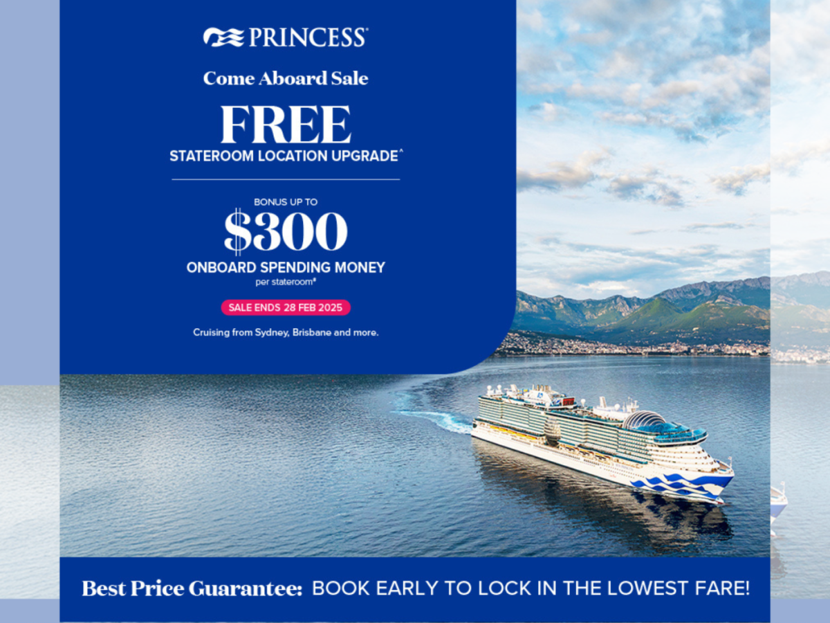 Princess Cruises Come Aboard Sale: Stateroom Upgrades & Up to $300 Onboard Credit