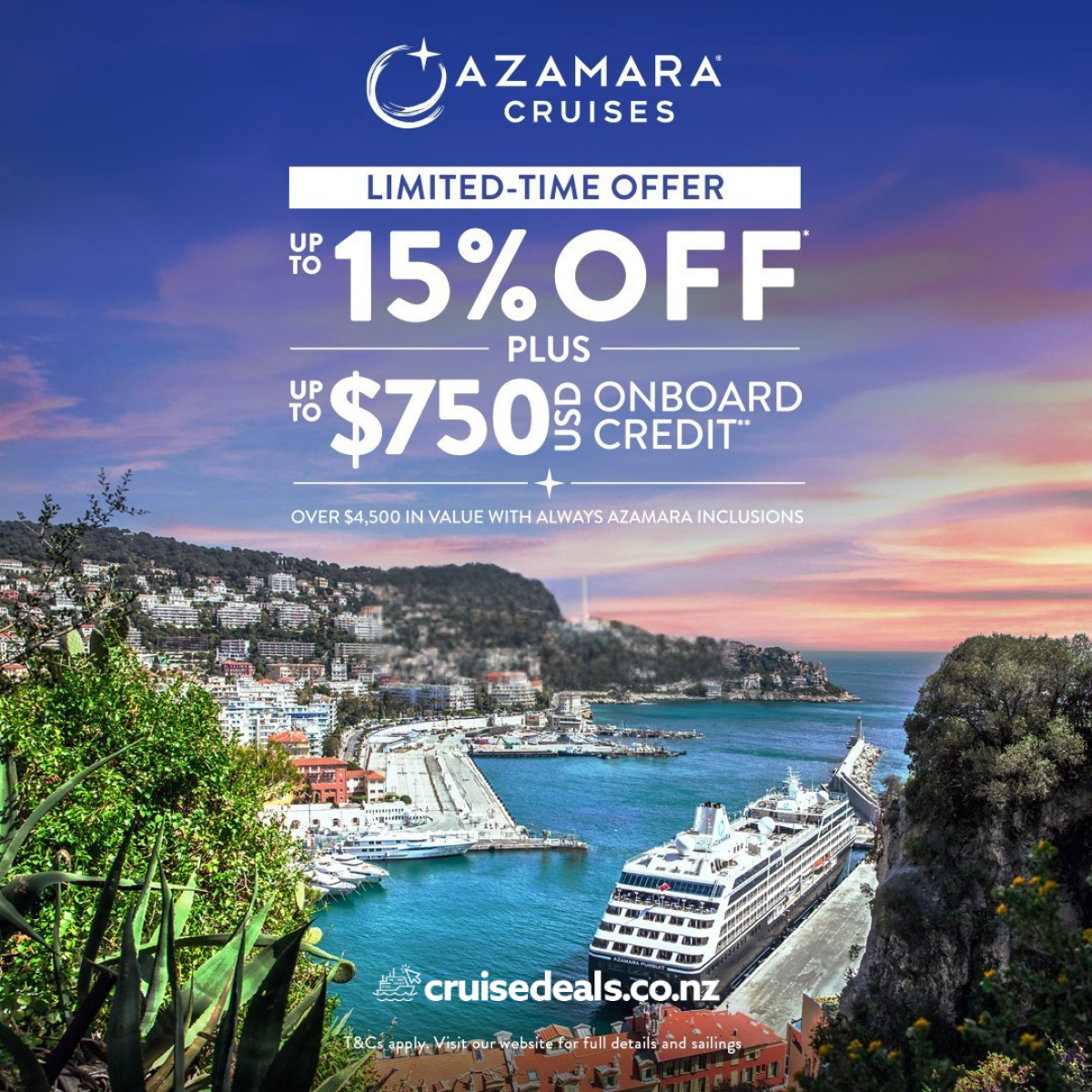 Azamara Cruises August Flash Sale