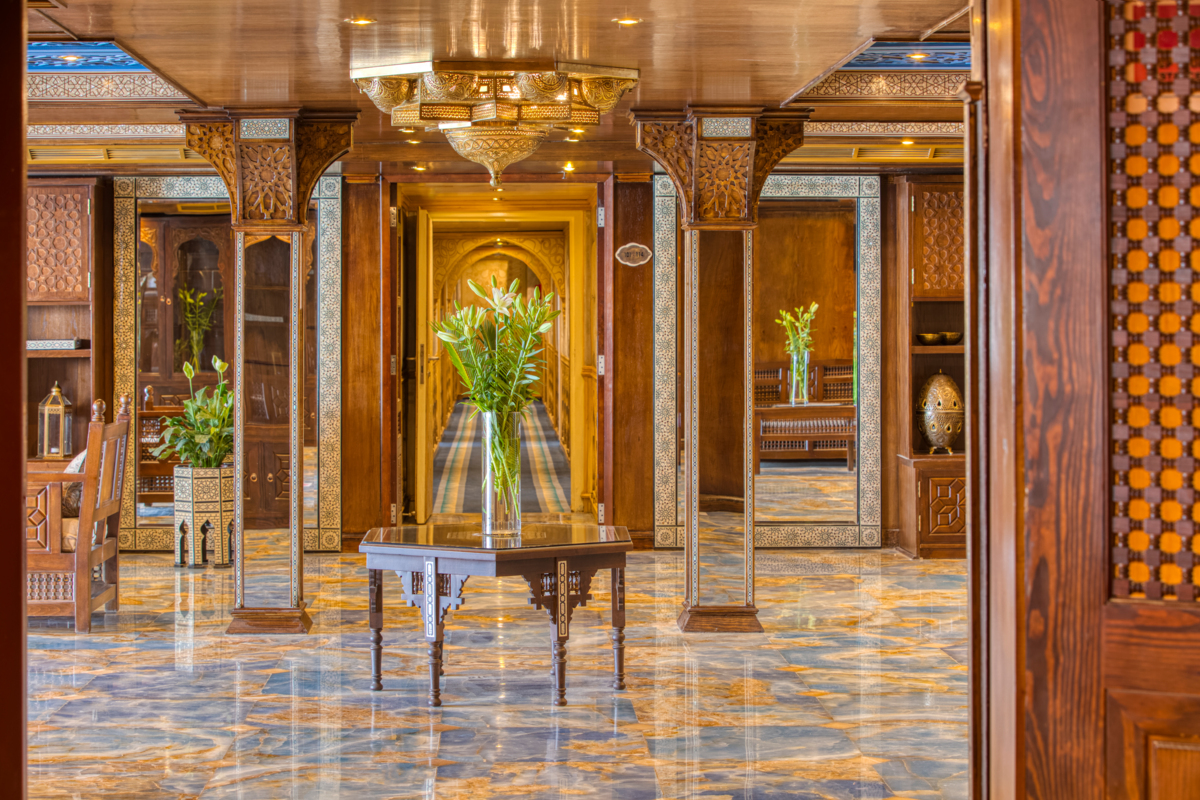 You are welcomed aboard through an beautiful lobby