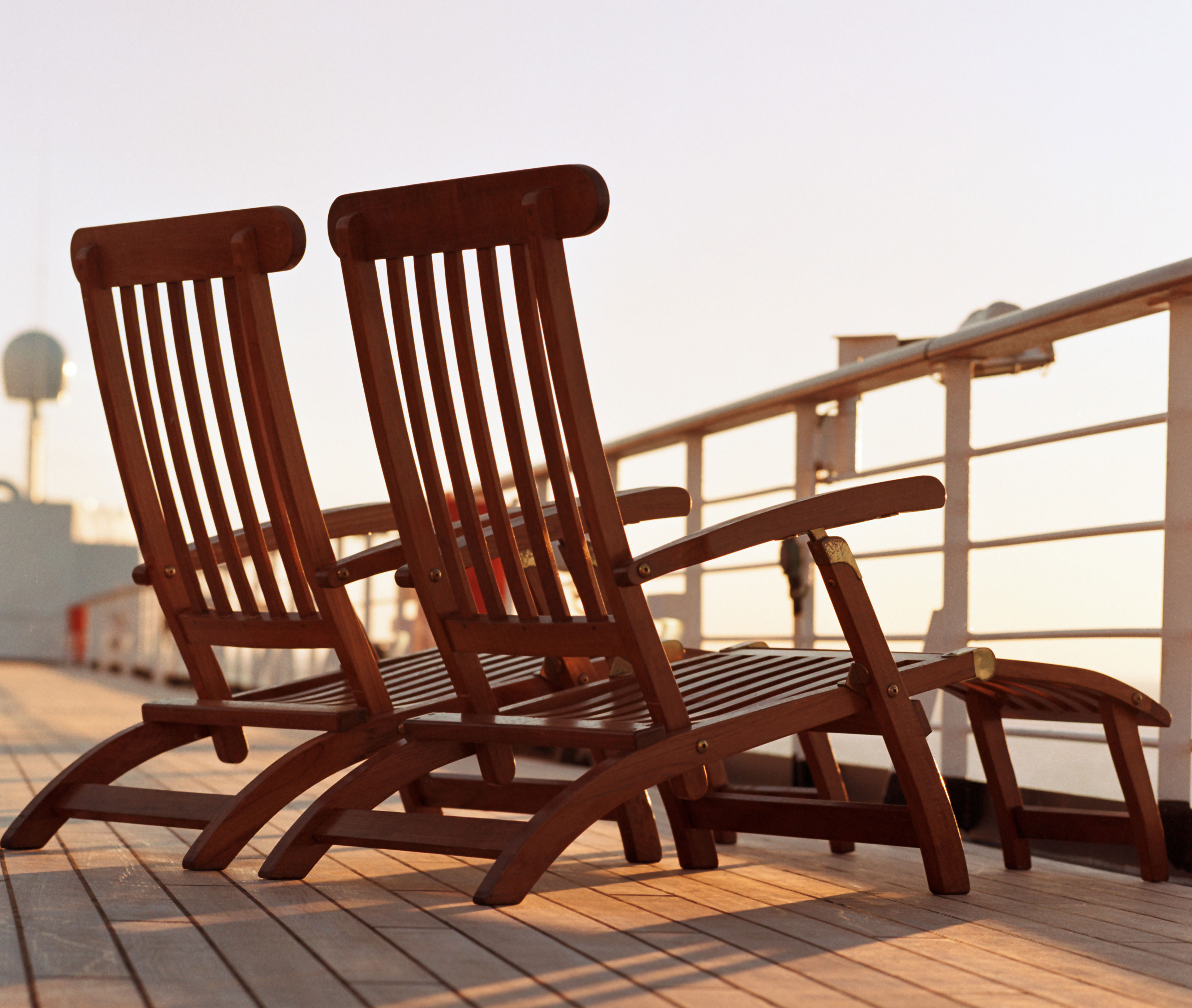 Sit back and relax in teak loungers