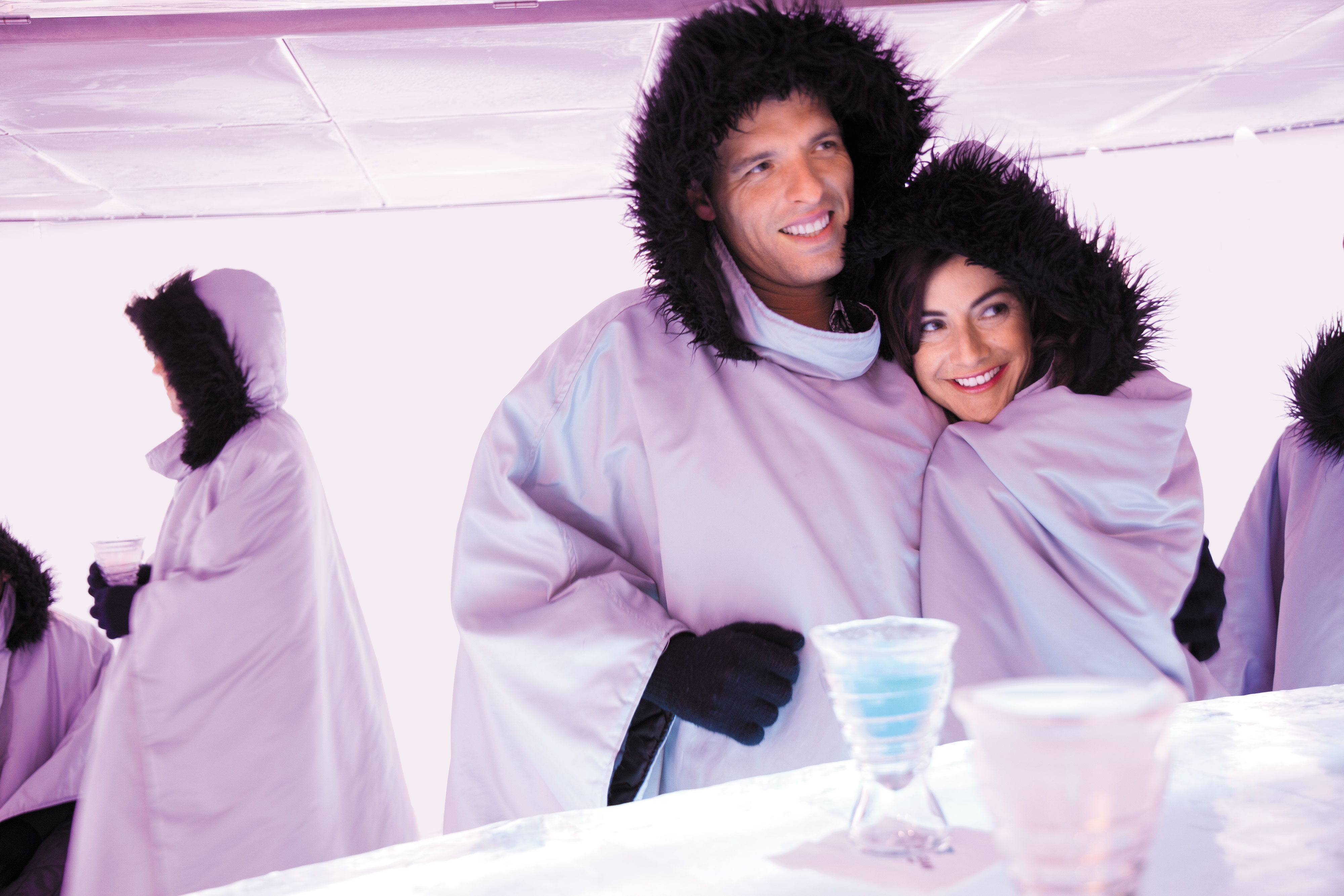 Norwegian Epic’s ice bar with cools drinks served in ice glasses