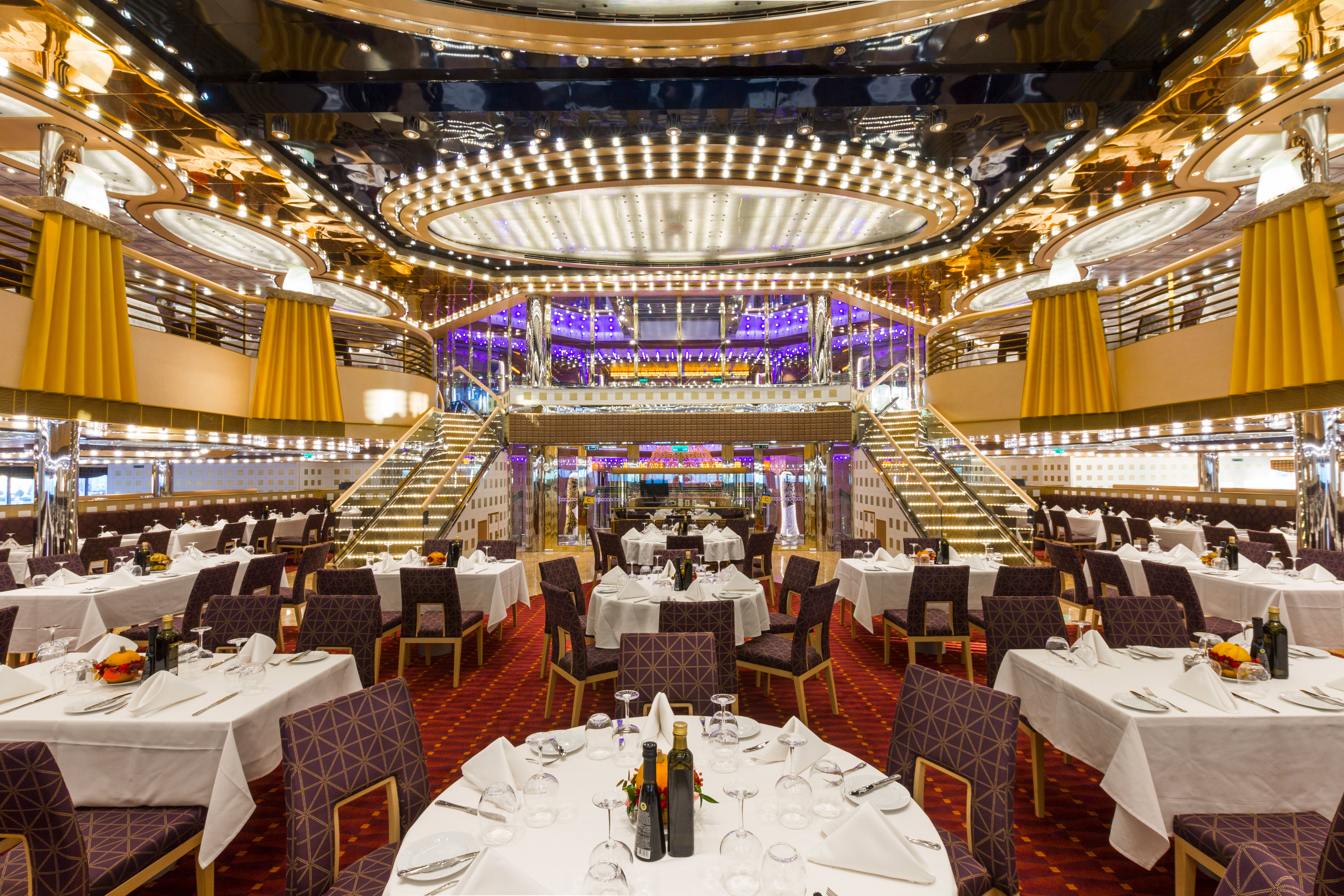 The main dining room and buffet restaurant are complimentary