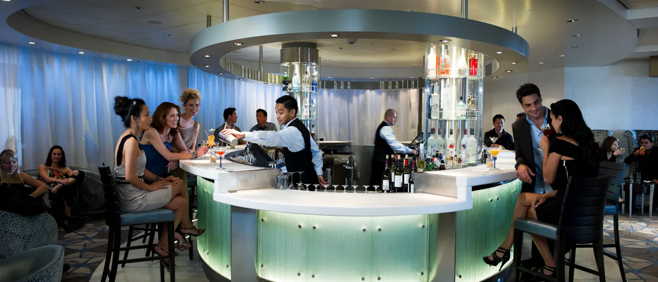 In the Martini bar, bartenders serve exciting alterations of the most classic of drinks