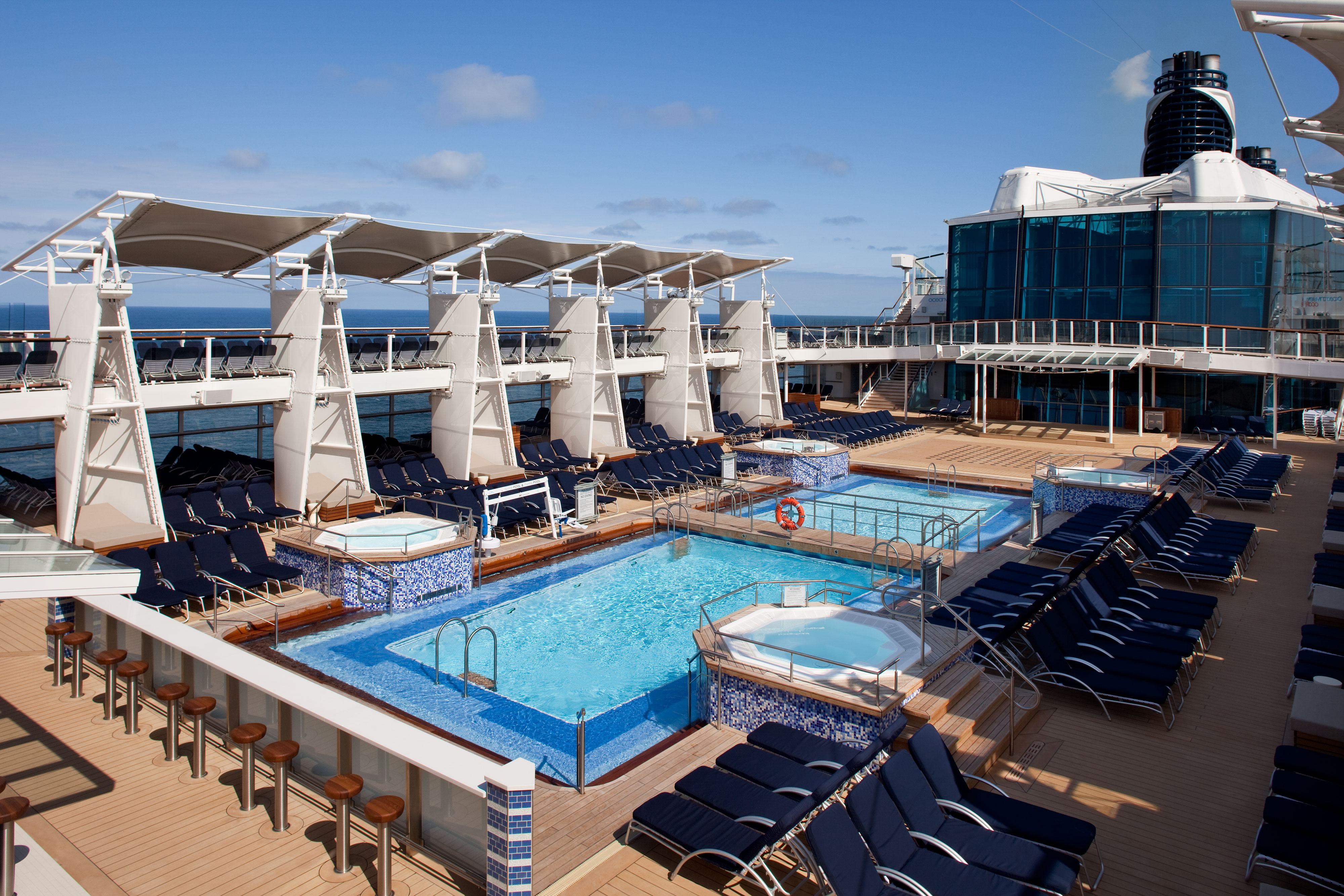 The outdoor pools