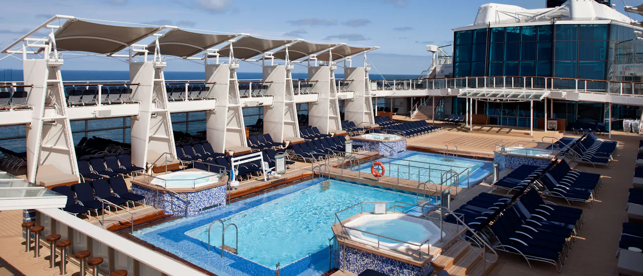 The outdoor pools