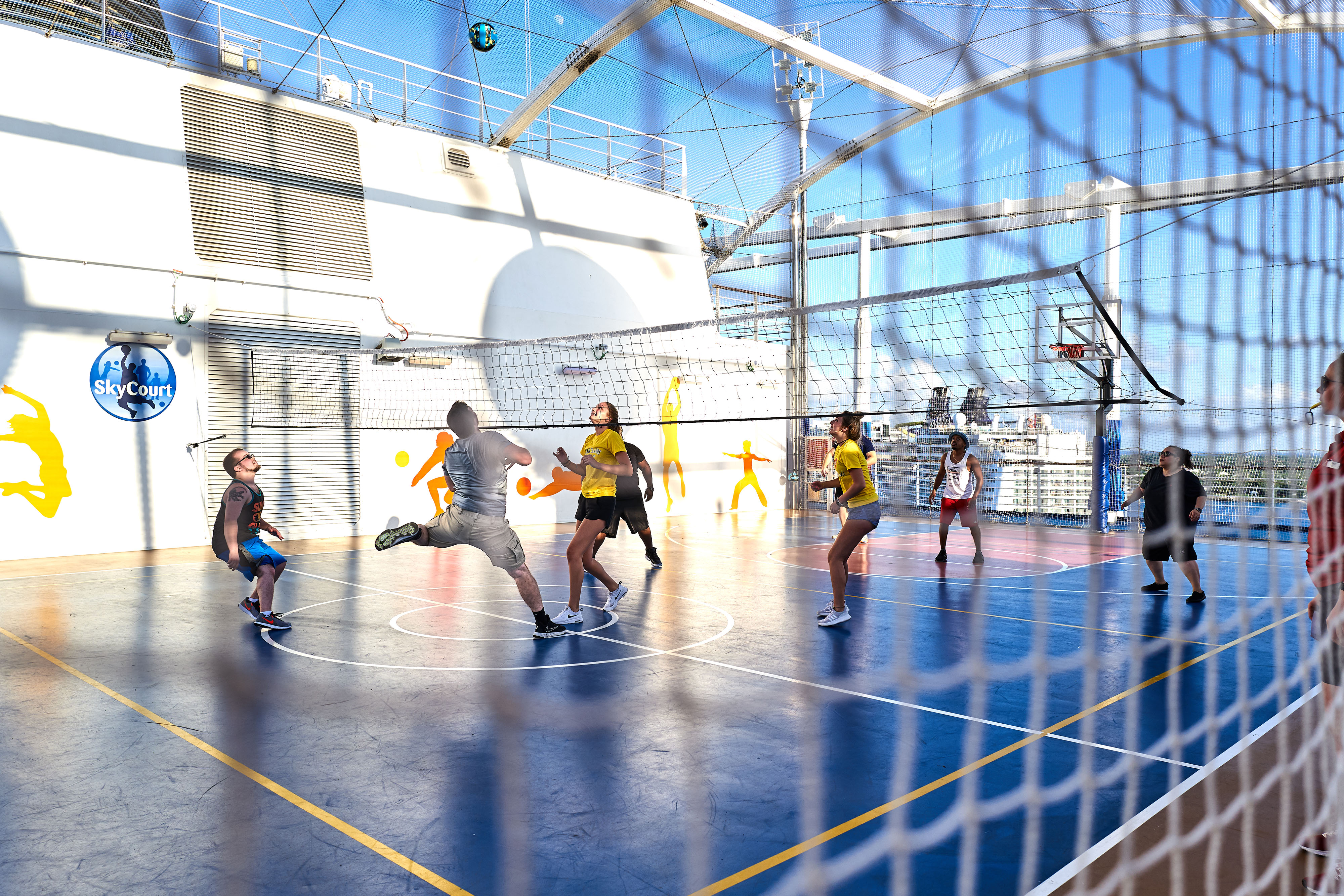 Play volleyball with sea views