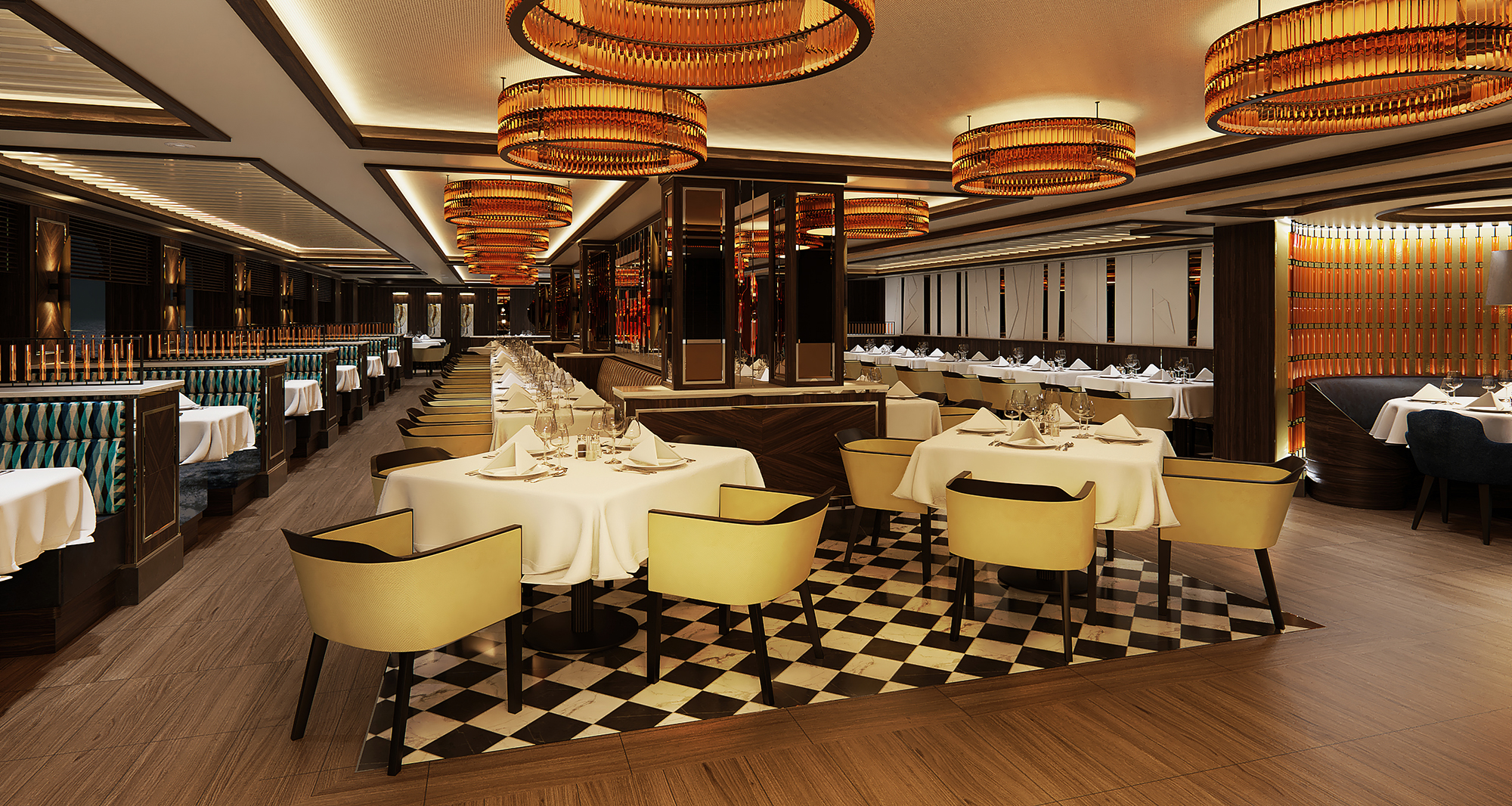 The Crown Grill with a modern, sleek design and theater-style kitchen