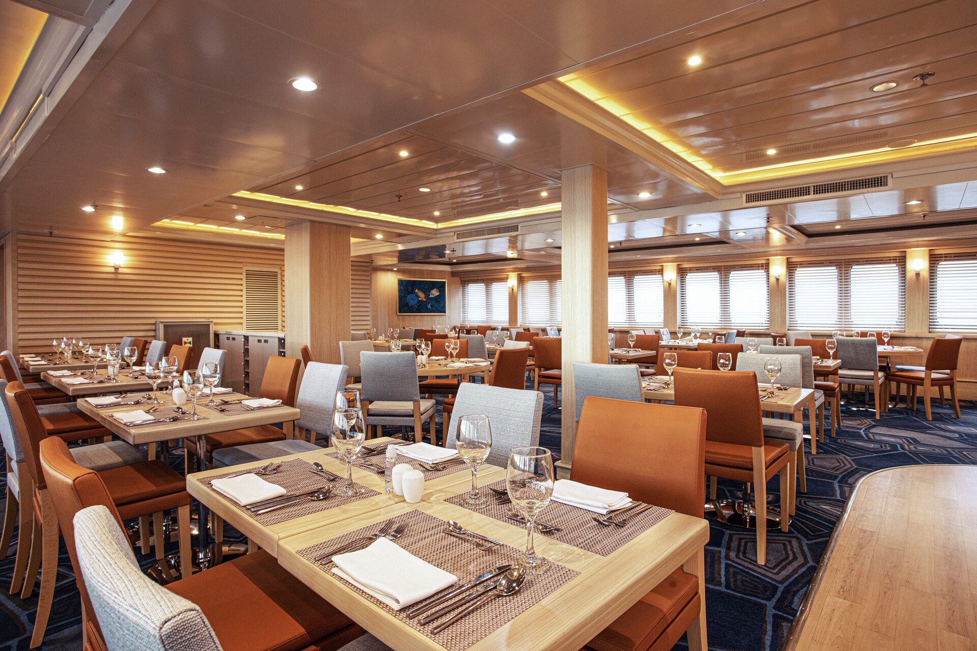 On the lowest level of the ship, you’ll find the delicious, spacious Beagle Restaurant
