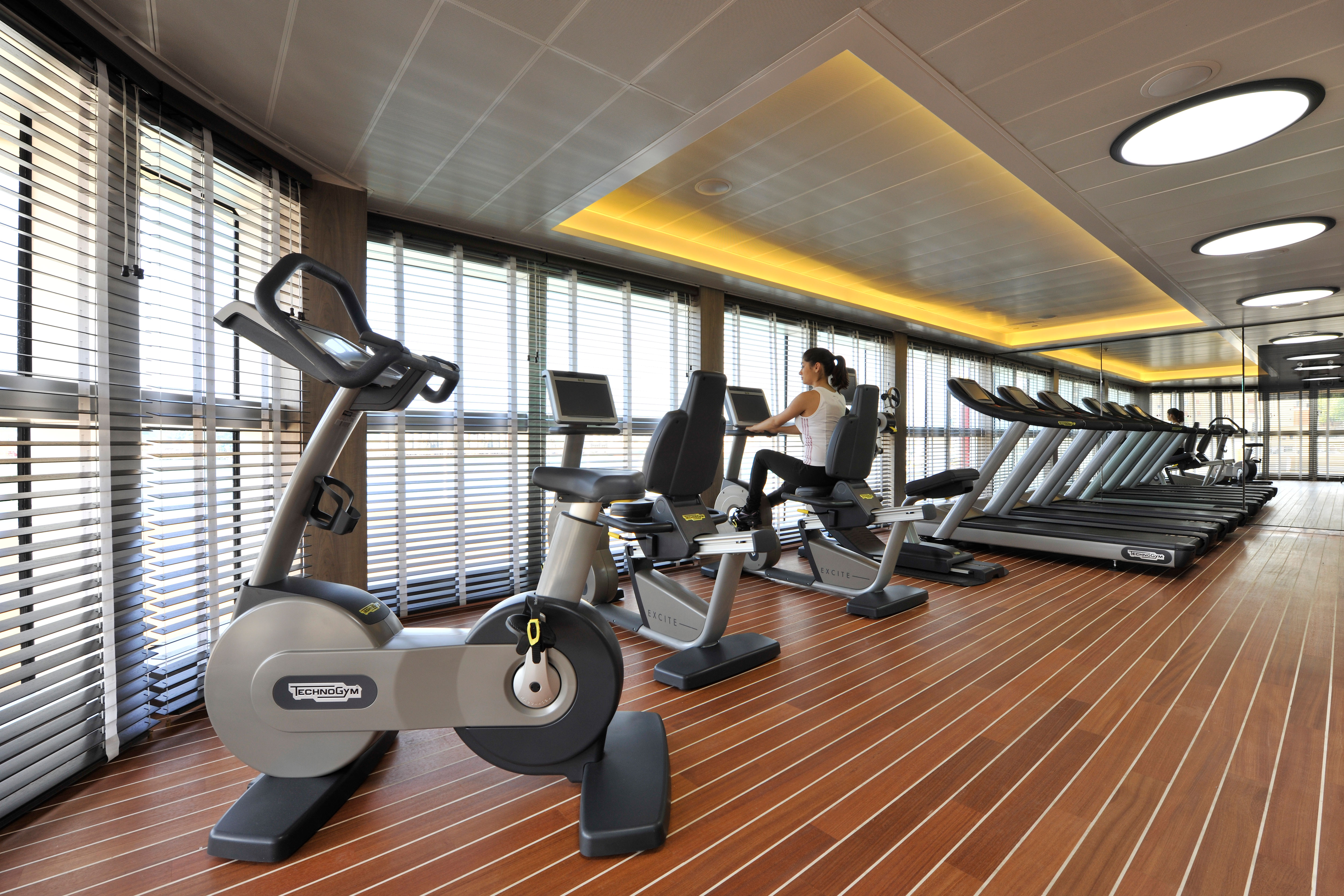 Exercise with a view at the fitness center.