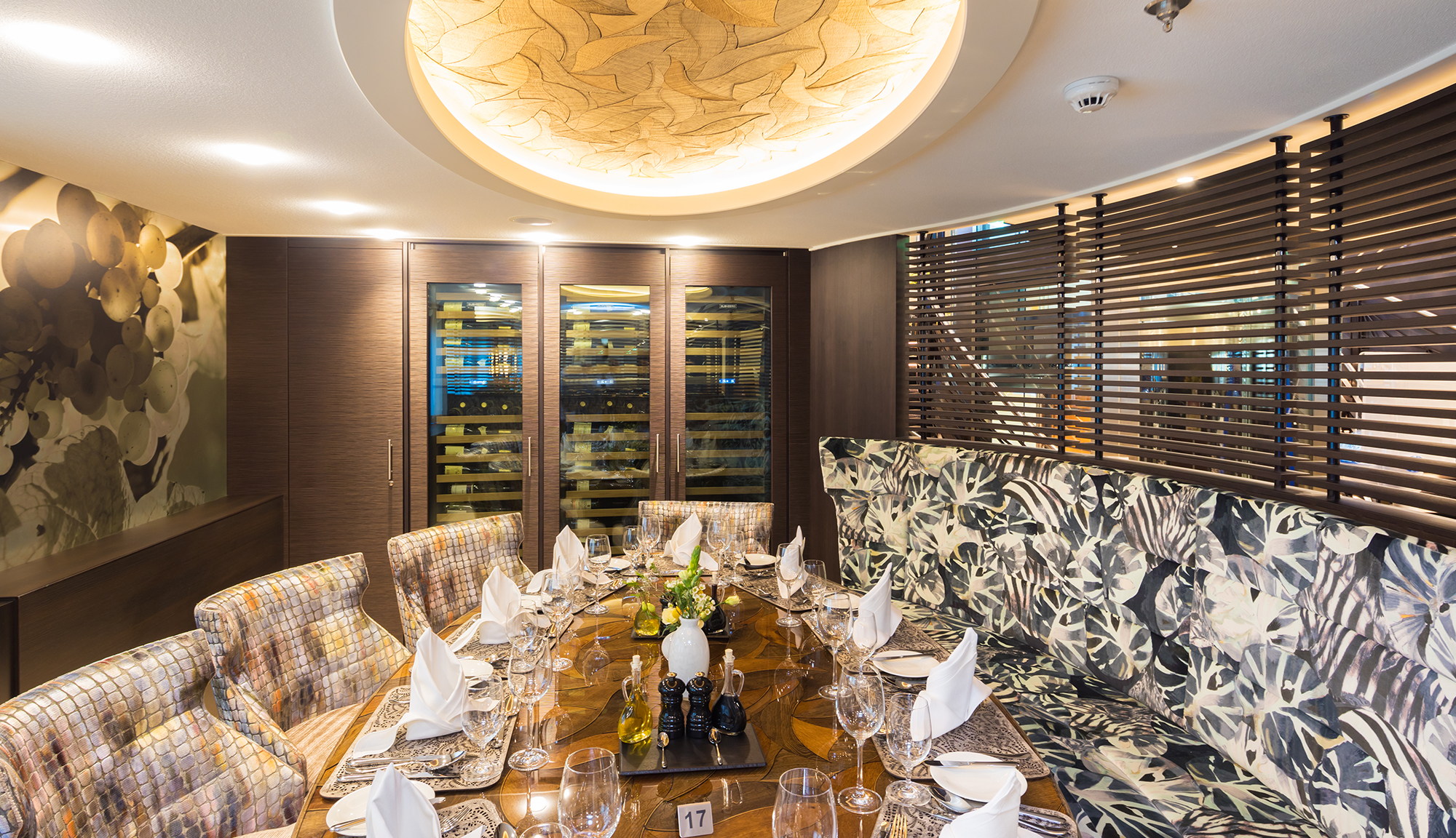 Enjoy regional flavors in the onboard Wine Tasting Room