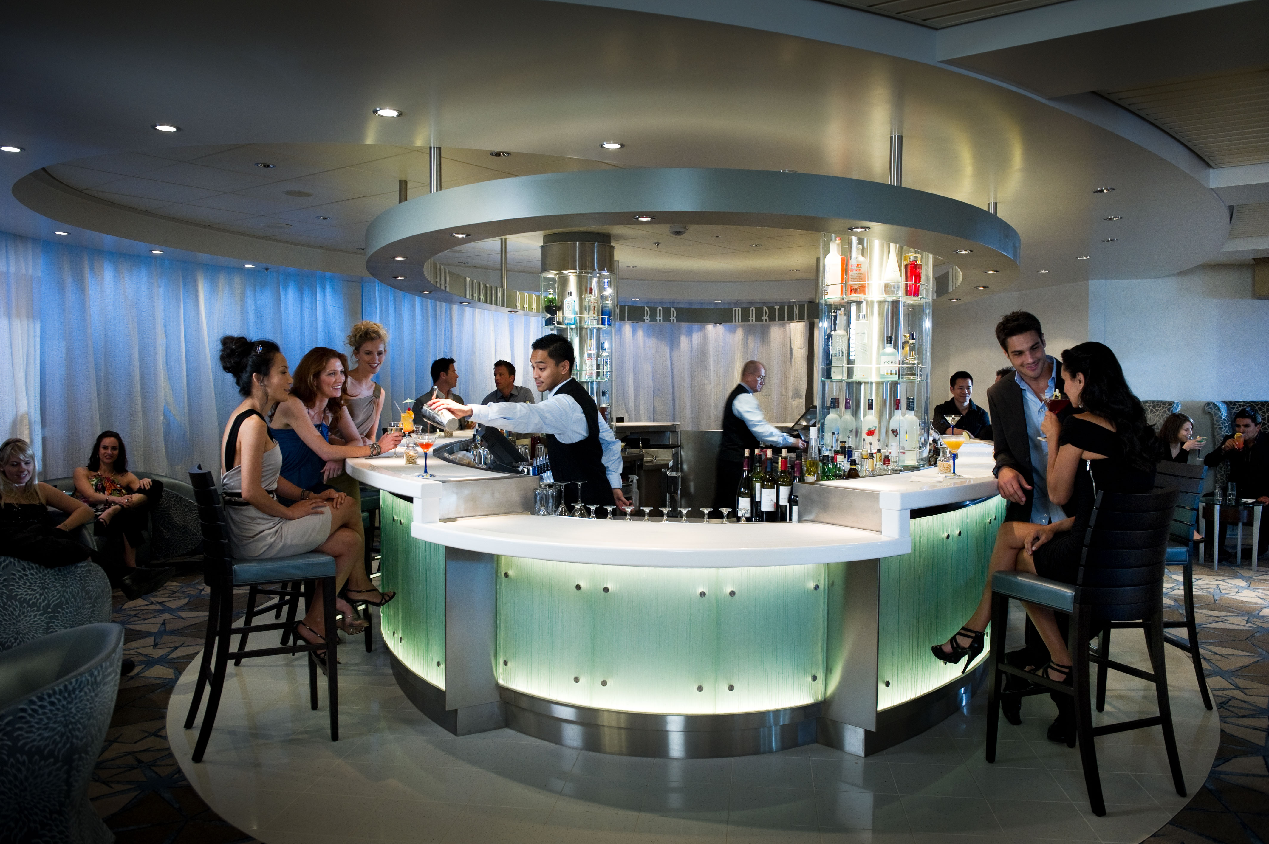 In the Martini bar, bartenders serve exciting alterations of the most classic of drinks