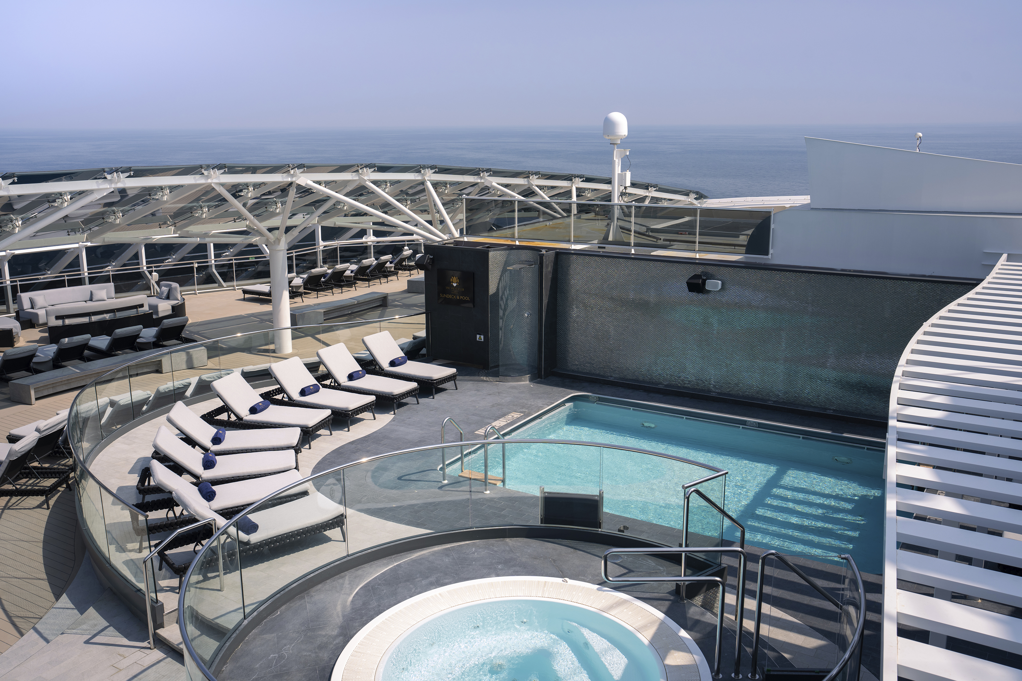 The MSC Yacht Club offers a private experience including a restaurant, lounge, bar, pool and more