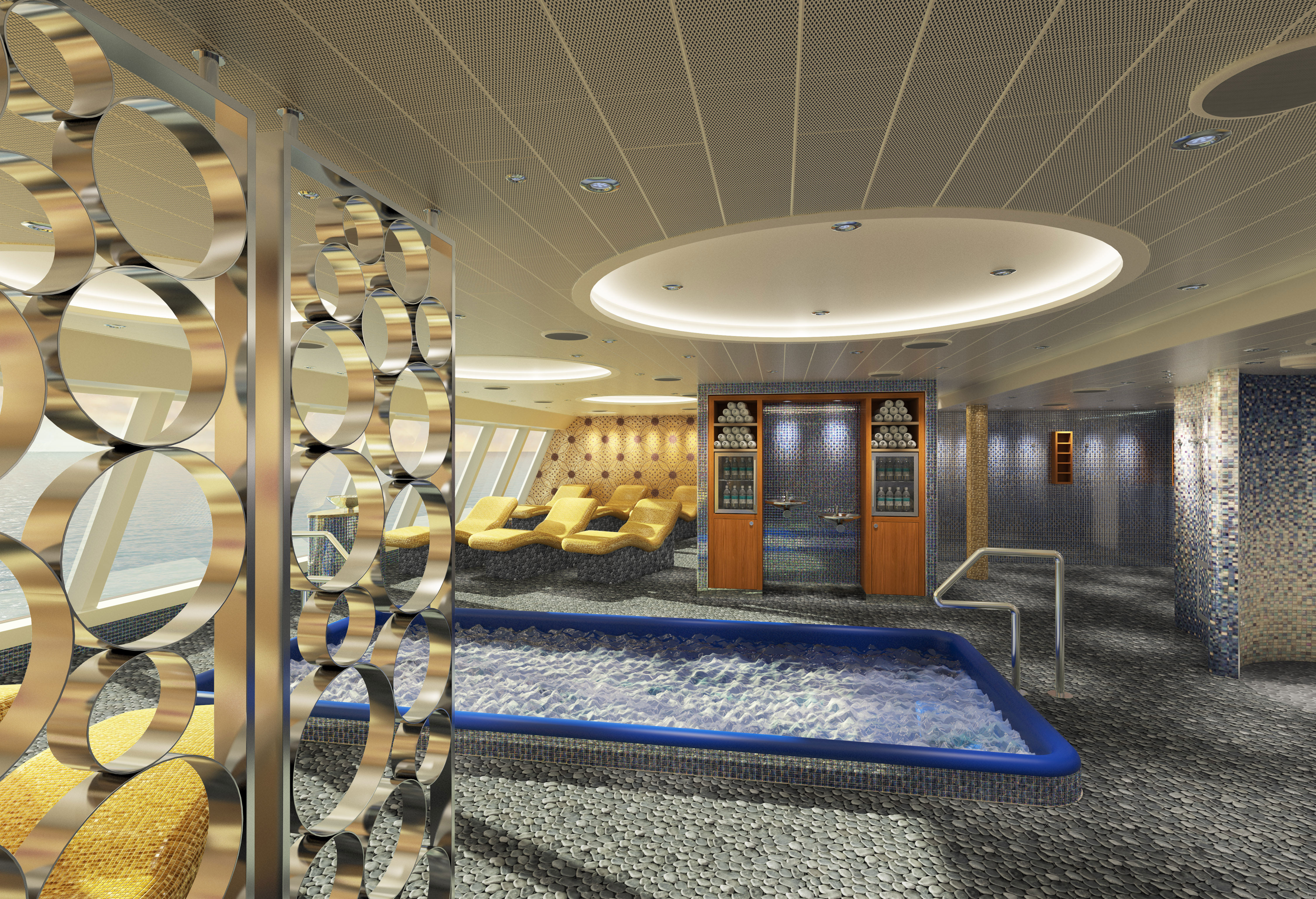 Heated thermal beds in the spa