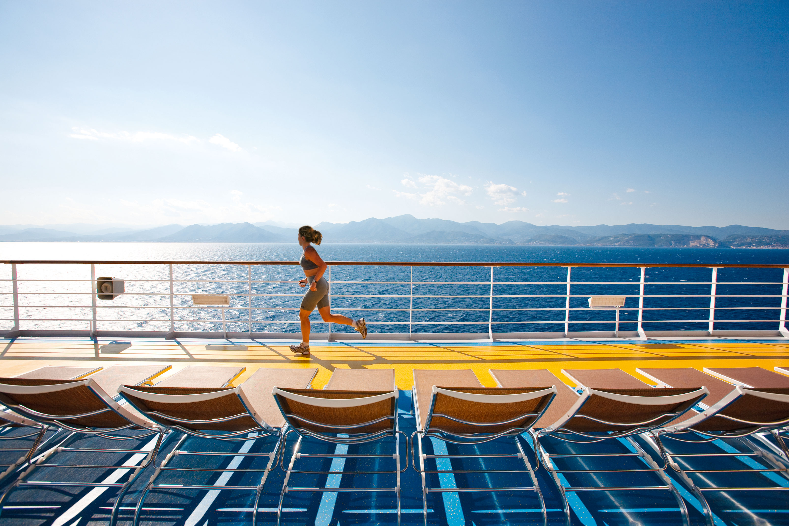 Run through warm breezes on the pool deck