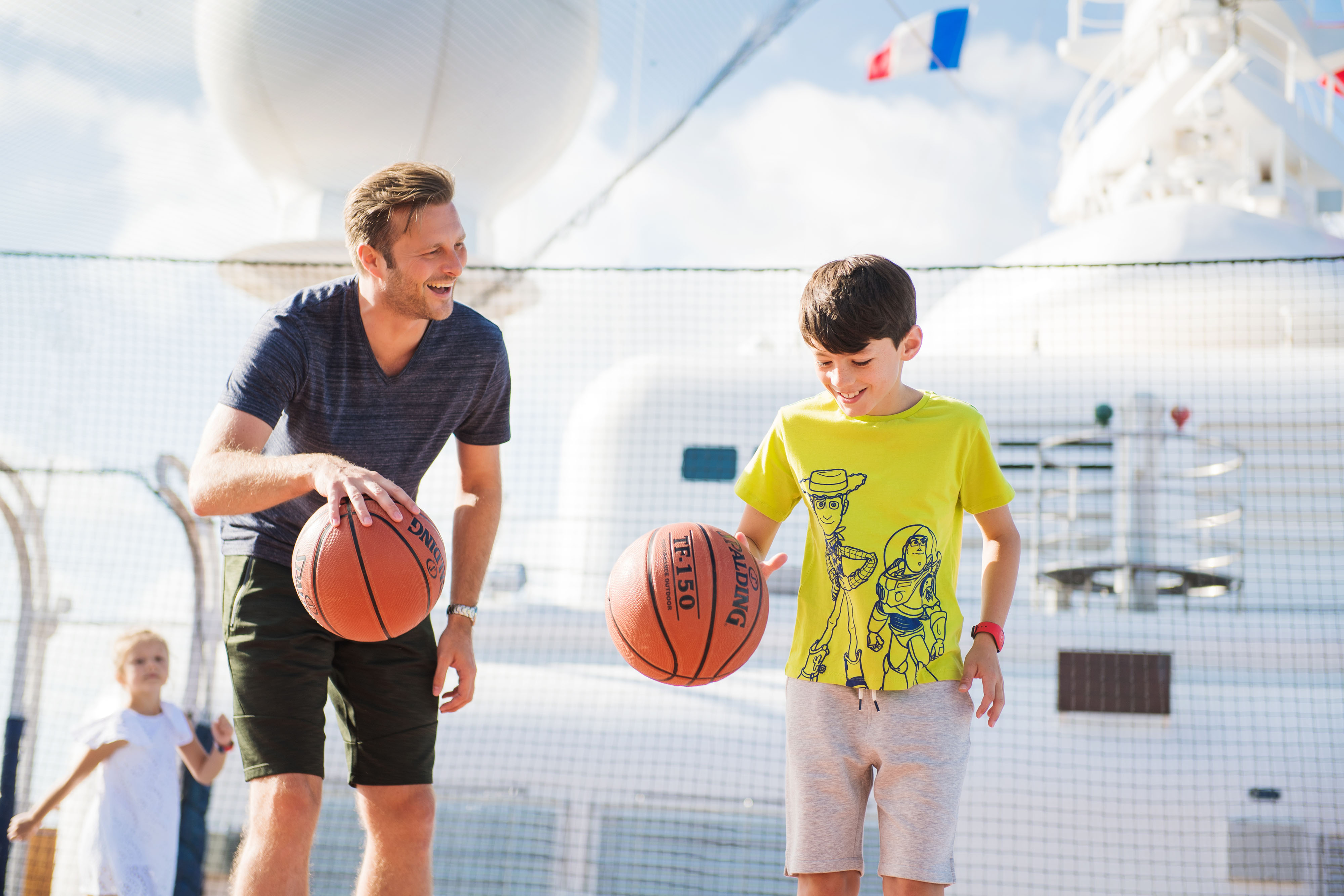 Play basket or volleyball on the Wide World of Sports Deck