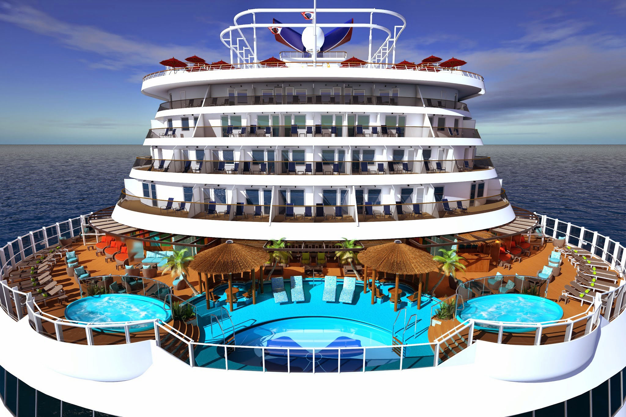Relaxing pool deck at the aft of the ship
