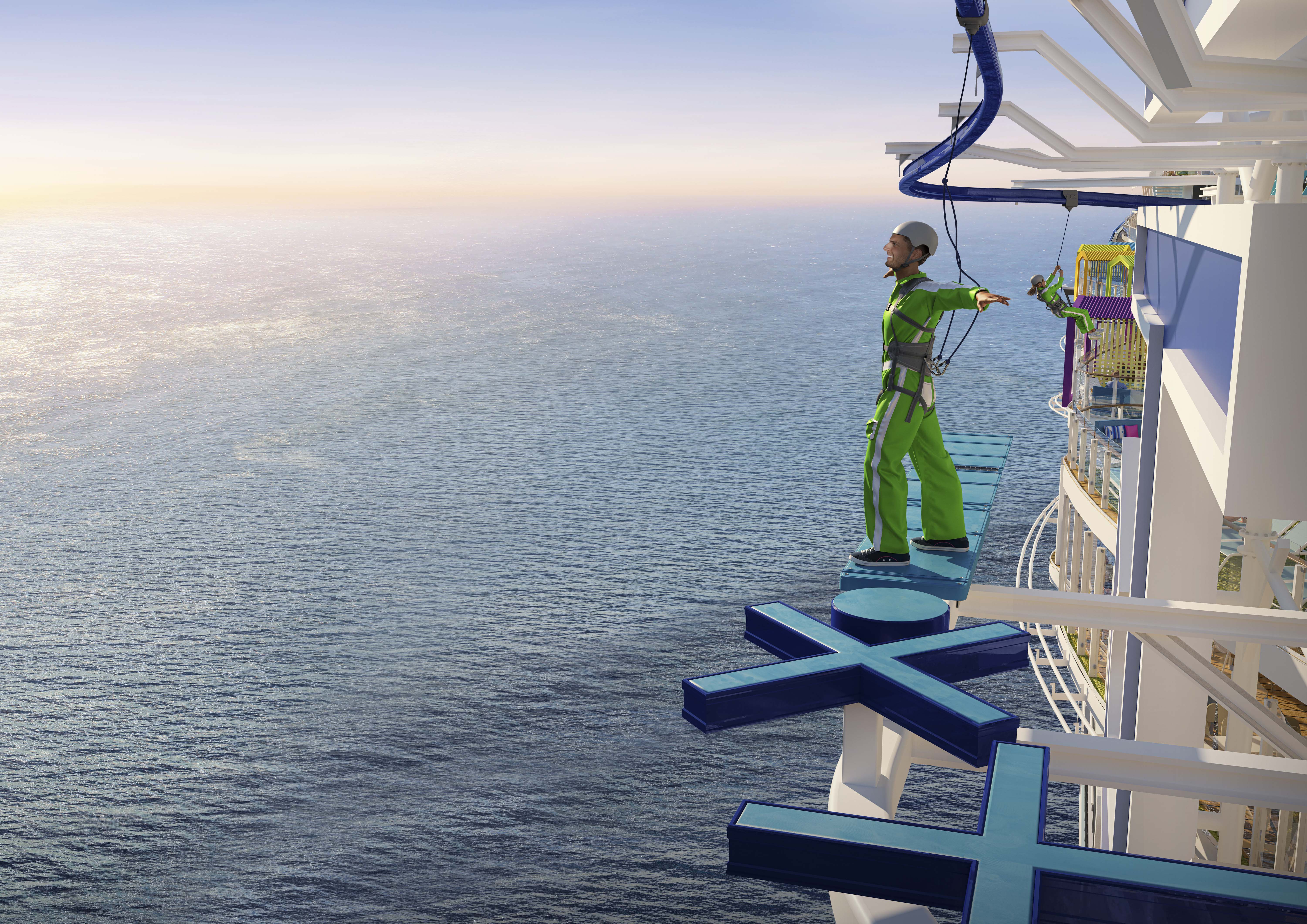 Step onto Crowns Edge walkway and strap in