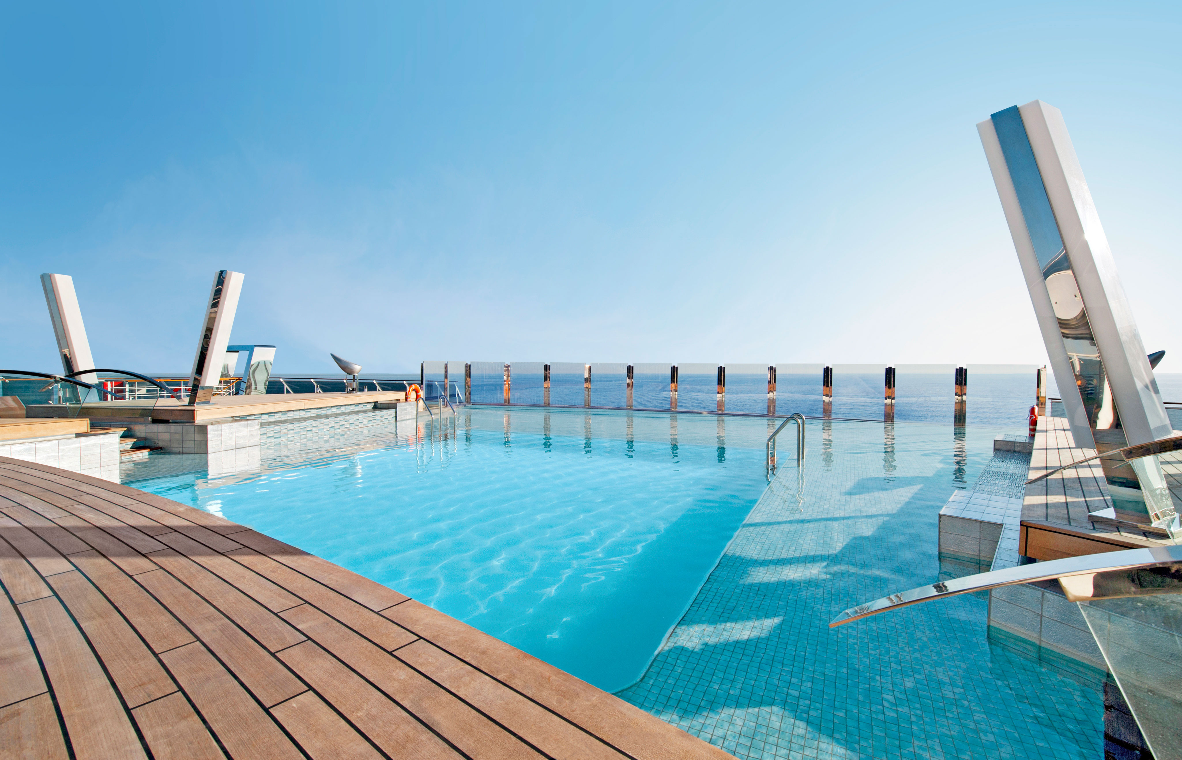 An infinity pool at the aft pool deck