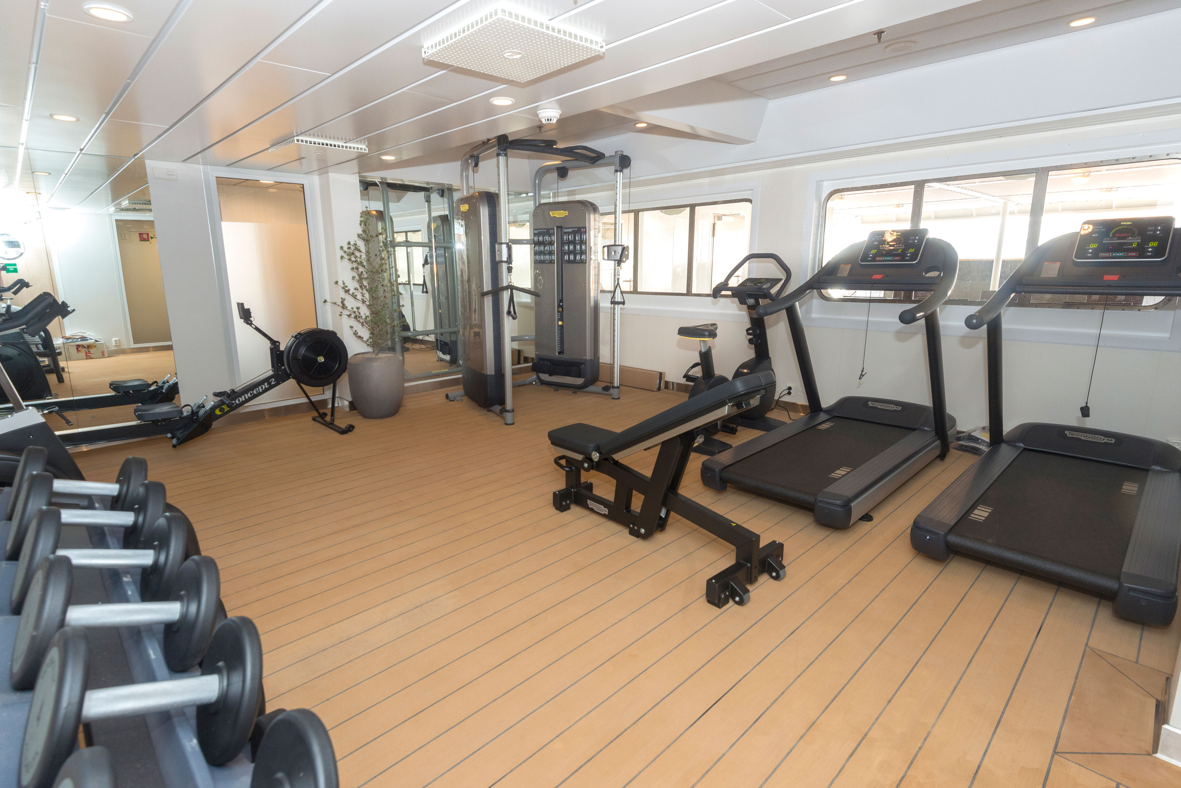 Work out at the fitness center
