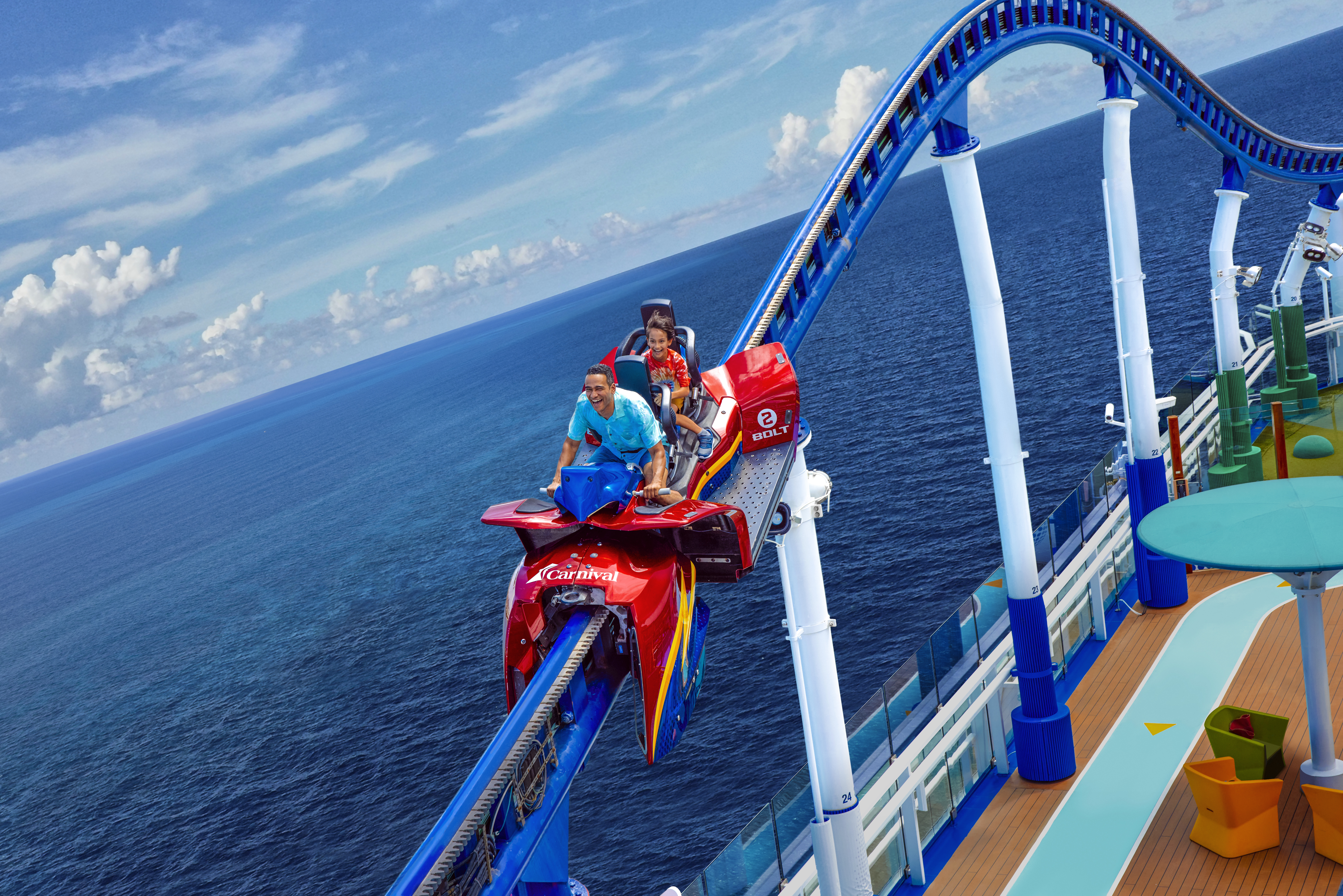 Look forward to a breathtakingride in the BOLT roller coaster!