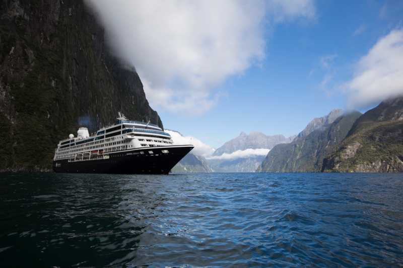 Azamara Ship in Milford Sound New Zealand