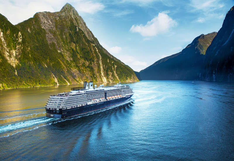 Holland America Noordam sailing in Milford Sound