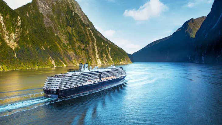 Holland America Noordam sailing in Milford Sound