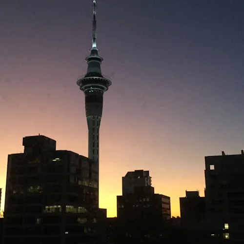 Auckland Sky Tower at night photo couresy of Jeff Leckey