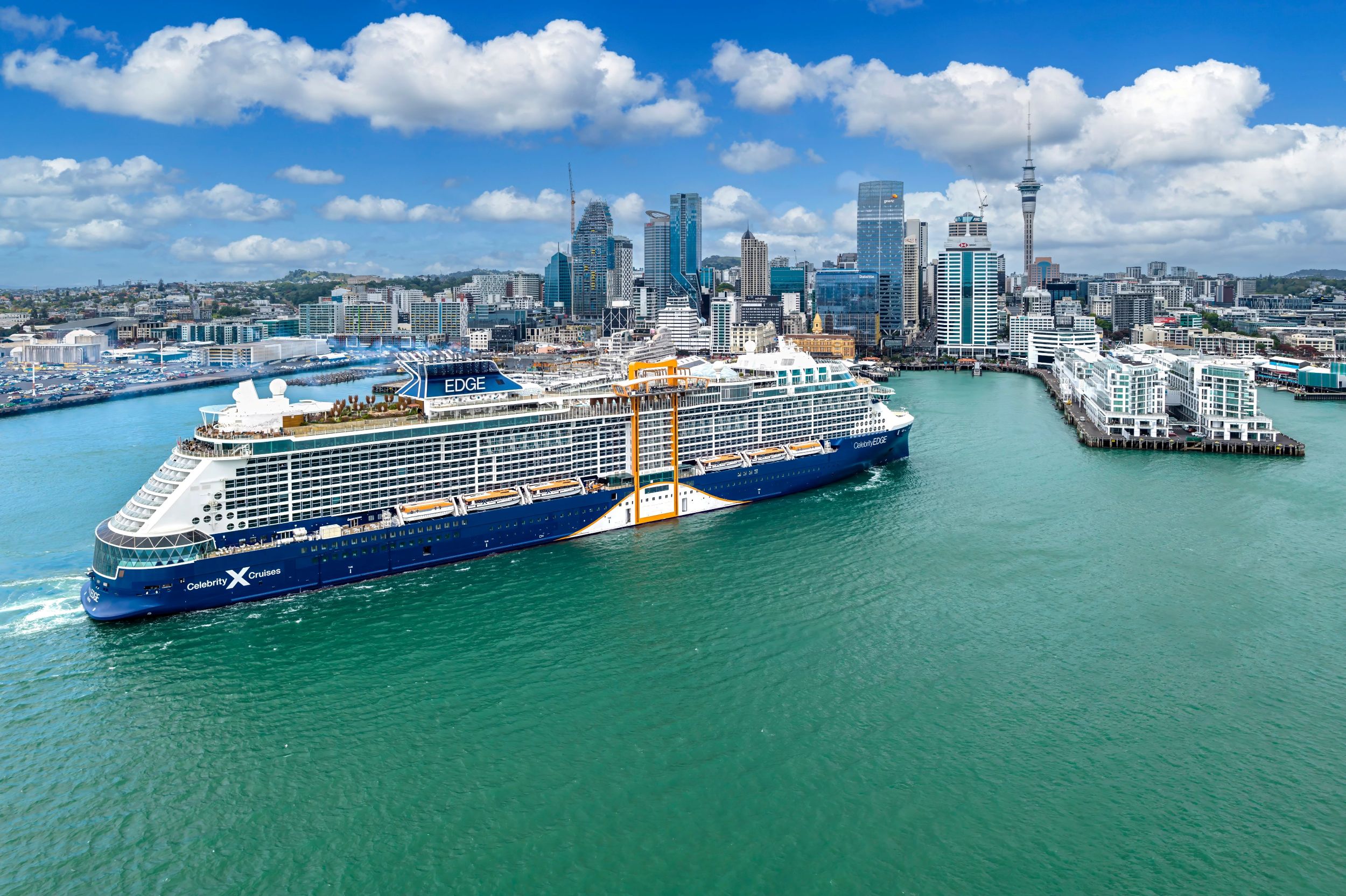 Celebrity Edge cruising in to Auckland