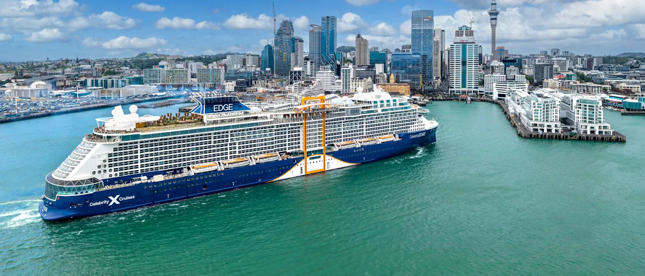 Celebrity Edge cruising in to Auckland
