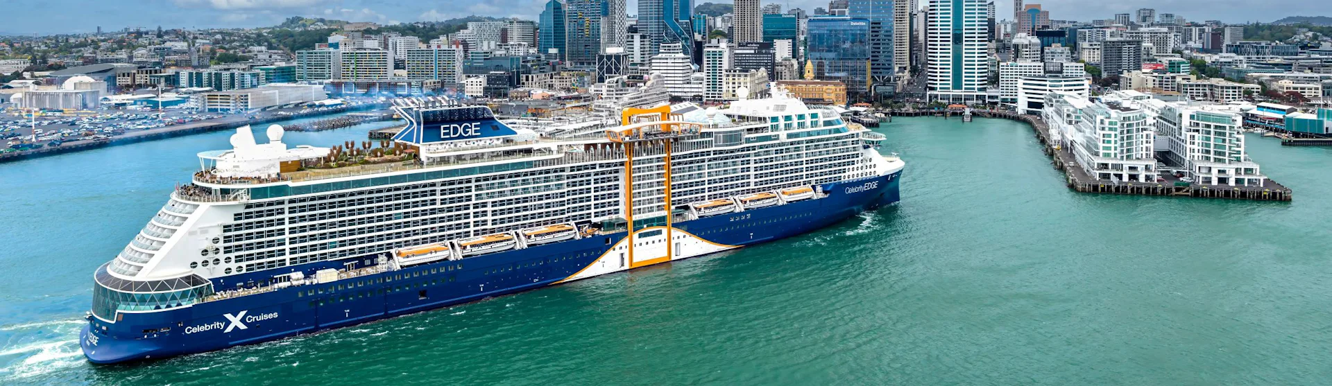 Celebrity Edge cruising in to Auckland