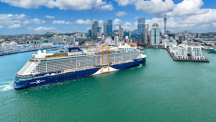 Celebrity Edge cruising in to Auckland