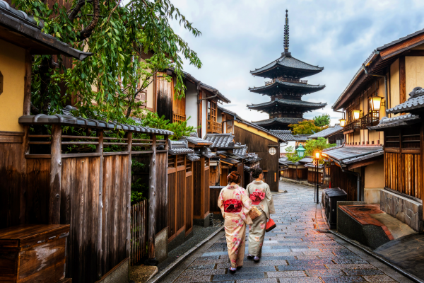 Holland America view of old town Kyoto Japan