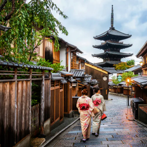 Holland America view of old town Kyoto Japan