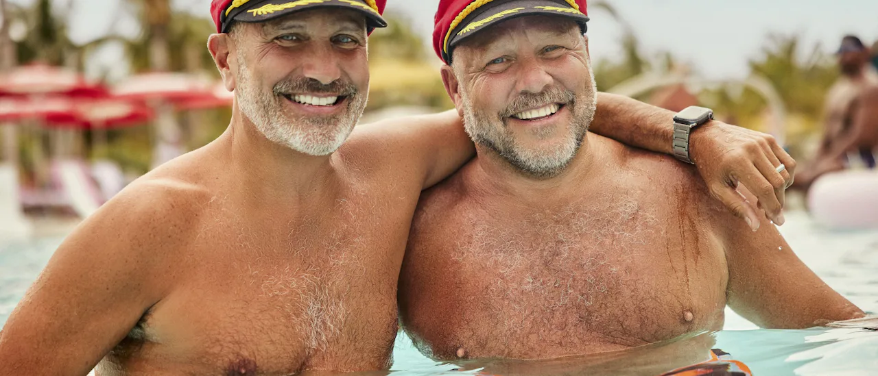 Virgin Voyages sailors enjoying the Bimini Beach Club in the Bahamas
