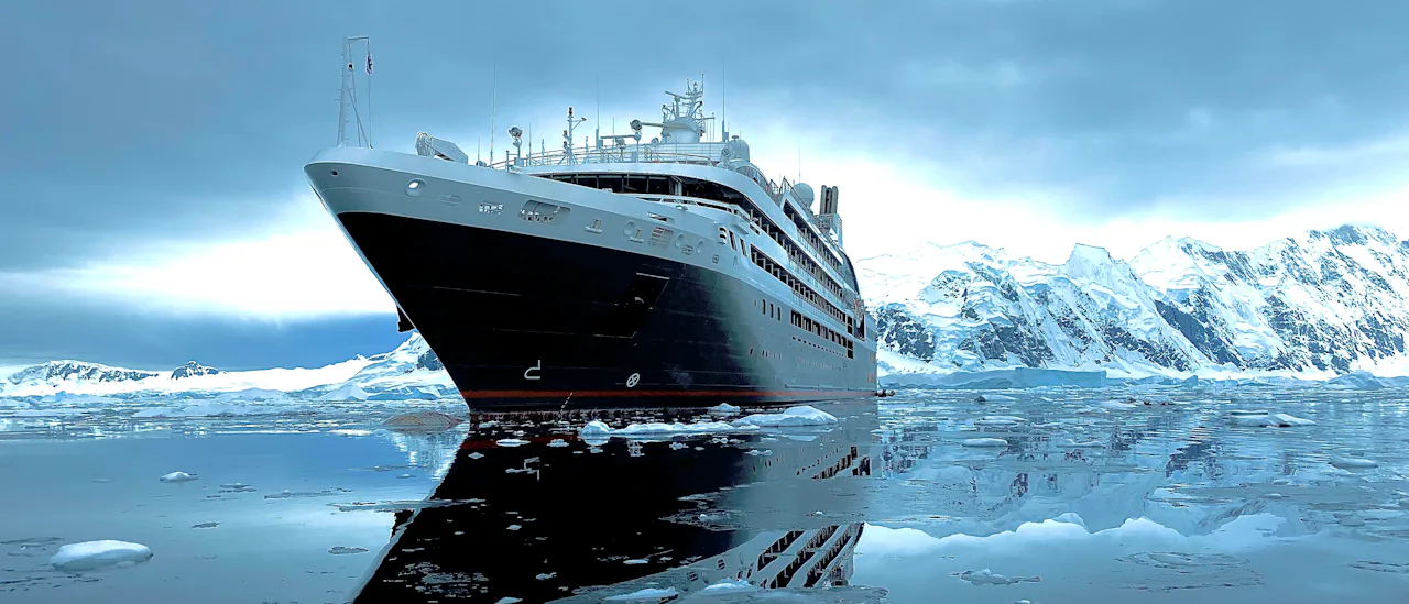 Ponant Le Boreal in Antarctica , image courtesy Jeff Leckey