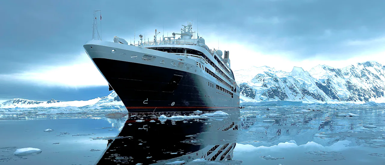 Ponant Le Boreal in Antarctica , image courtesy Jeff Leckey