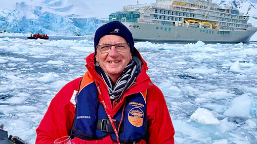 Jeff Leckey with Silver Endeavour in Anarctica