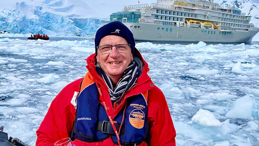 Jeff Leckey with Silver Endeavour in Anarctica