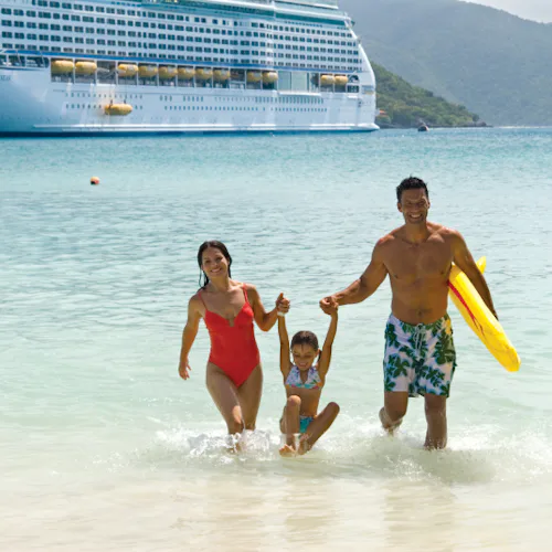 Voyager of the Seas with family at the beach