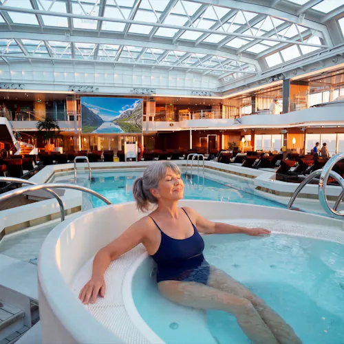 Woman relaxing in Lido Pool