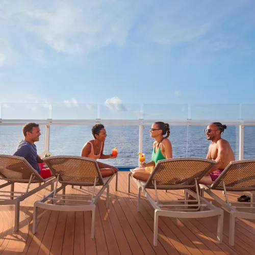 Carnival Friends on Deck with Cocktails